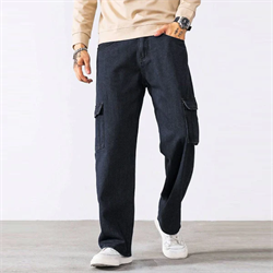 Weave Cargo Pockets Denim Jeans